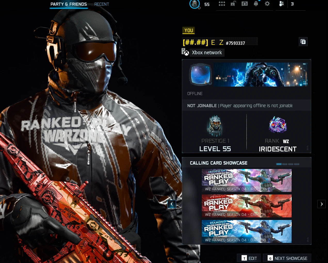 1x iridescent 1x nuke calling card *og xbox*
